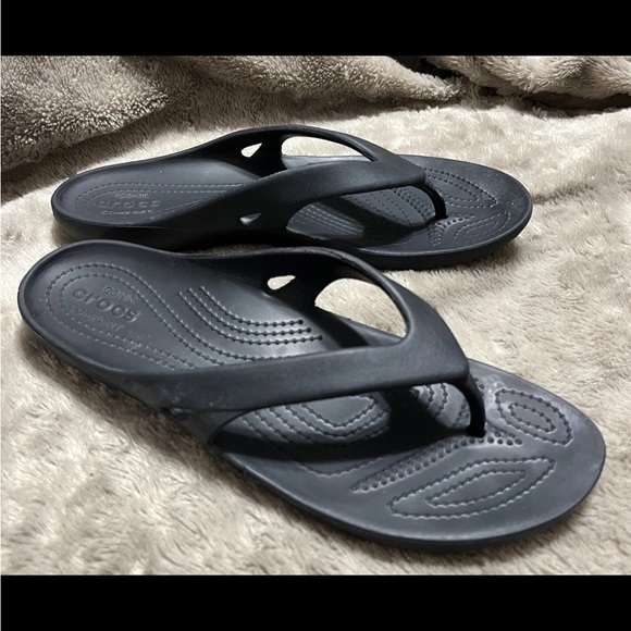 Crocs Iconic Comfort Kadee II Black Flip Flop Sandals Womens Size 11 - Picture 8 of 15